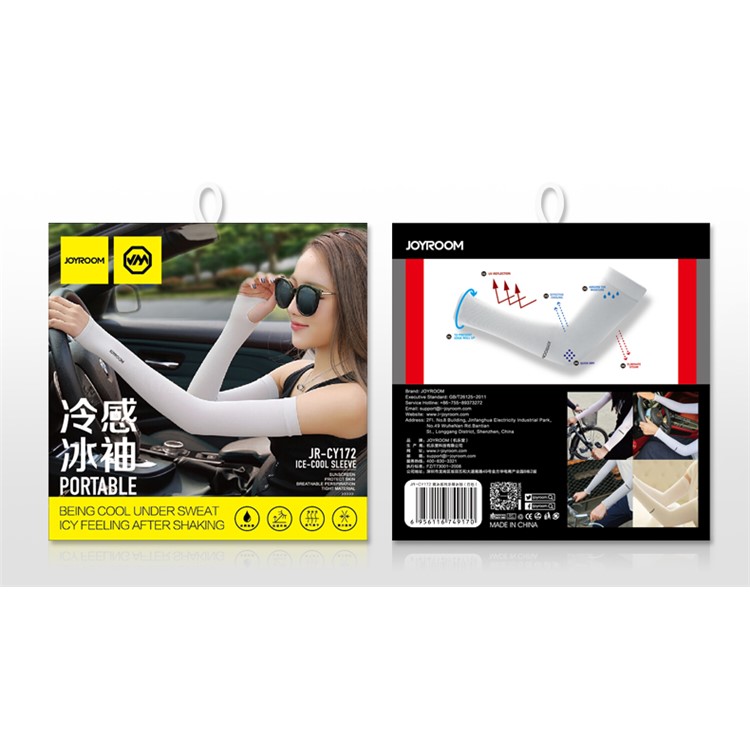 JOYROOM CY172 1 Pair Arm Cooler Cooling Sleeves UV Protective Compression Arm Sleeves - Black-3
