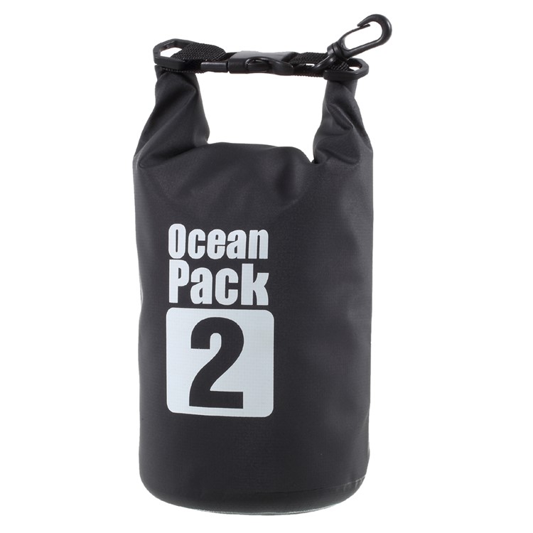 2L Outdoor Waterproof Canoe Swimming Camping Hiking Backpack Dry Bag Pouch - Black-1