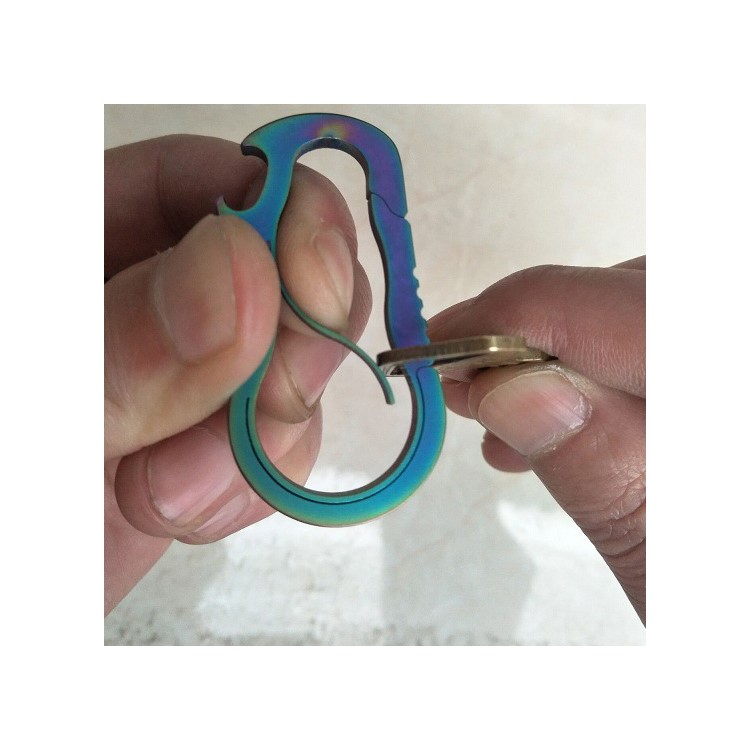 Stainless Steel Anti-lost Key Chain Carabiner Clip with Bottle Opener - Multi-color-1