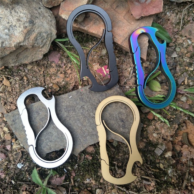 Stainless Steel Anti-lost Key Chain Carabiner Clip with Bottle Opener - Multi-color-11