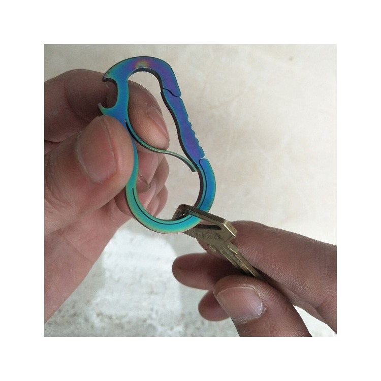 Stainless Steel Anti-lost Key Chain Carabiner Clip with Bottle Opener - Multi-color-3