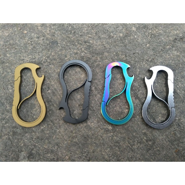 Stainless Steel Anti-lost Key Chain Carabiner Clip with Bottle Opener - Multi-color-9