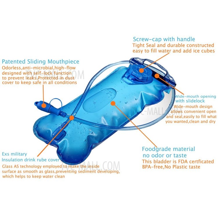 2L Foldable EVA Hydration Bladder Bicycle Climbing Camping Hiking Water Bag Pouch - Blue-9