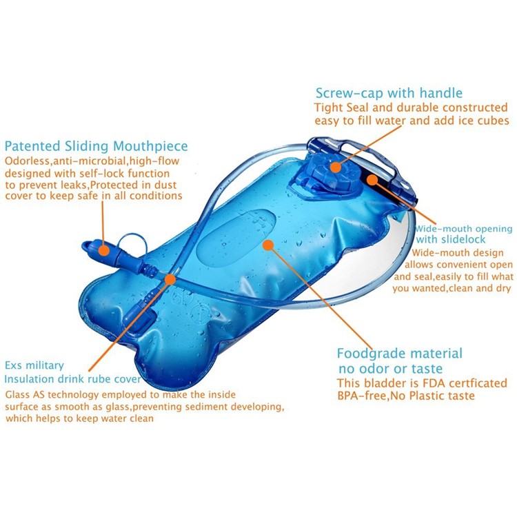 3L Foldable EVA Hydration Bladder Bicycle Climbing Camping Hiking Water Bag Pouch Cover - Blue-9