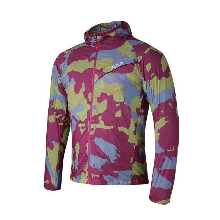 Camouflage Men's Long Sleeve Thin Coat UV-Protection Sunscreen Jacket - Wine Red / Size: S-1
