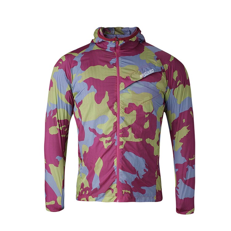 Camouflage Men's Long Sleeve Thin Coat UV-Protection Sunscreen Jacket - Wine Red / Size: S-3