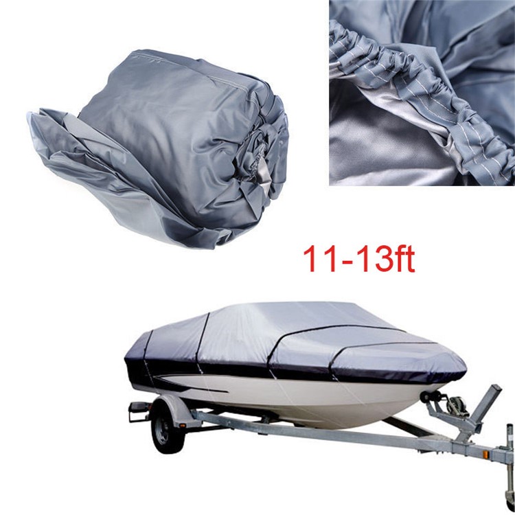 Waterproof 210D Oxford Cloth Marine Grade Boat Cover 11-13FT Trailerable Boat Cover, Size: 420 x 270cm-1