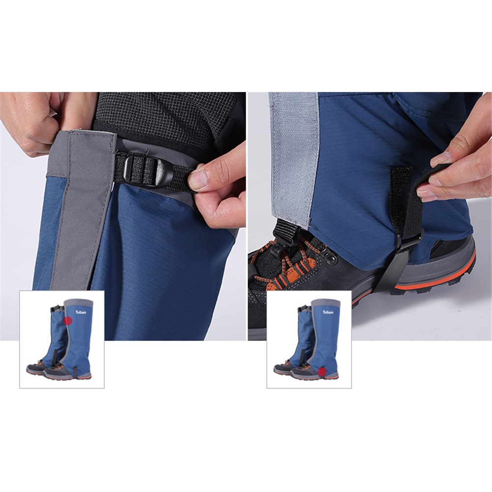 TUBAN TPU Sangle Respirante 420D Nylon Étanche Guêtres De Randonnée Guêtres De Neige - Bleu / Taille M-7
