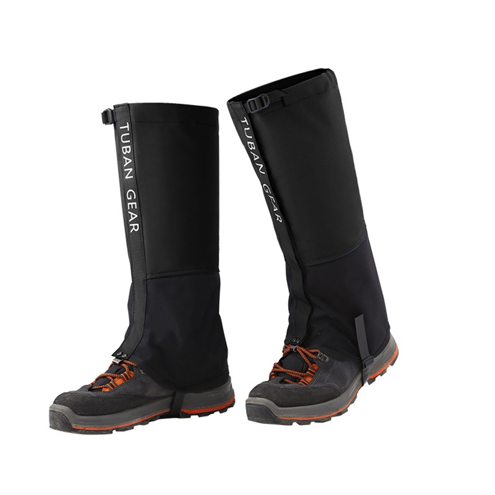 TUBAN Gear Reinforced TPU Strap Breathable 500D Nylon Hiking Gaiters Snow Gaiters - Black / Size: M-1