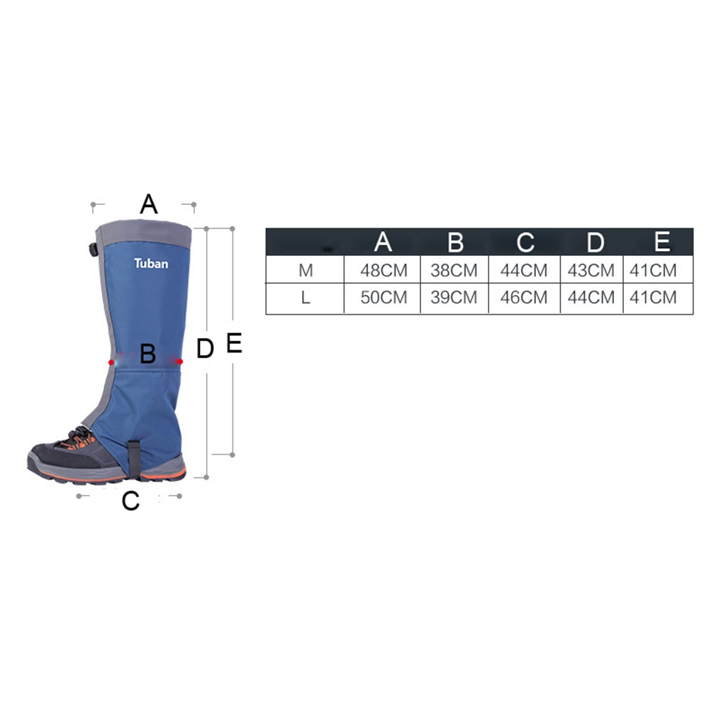 TUBAN Gear Reinforced TPU Strap Breathable 500D Nylon Hiking Gaiters Snow Gaiters - Black / Size: M-2