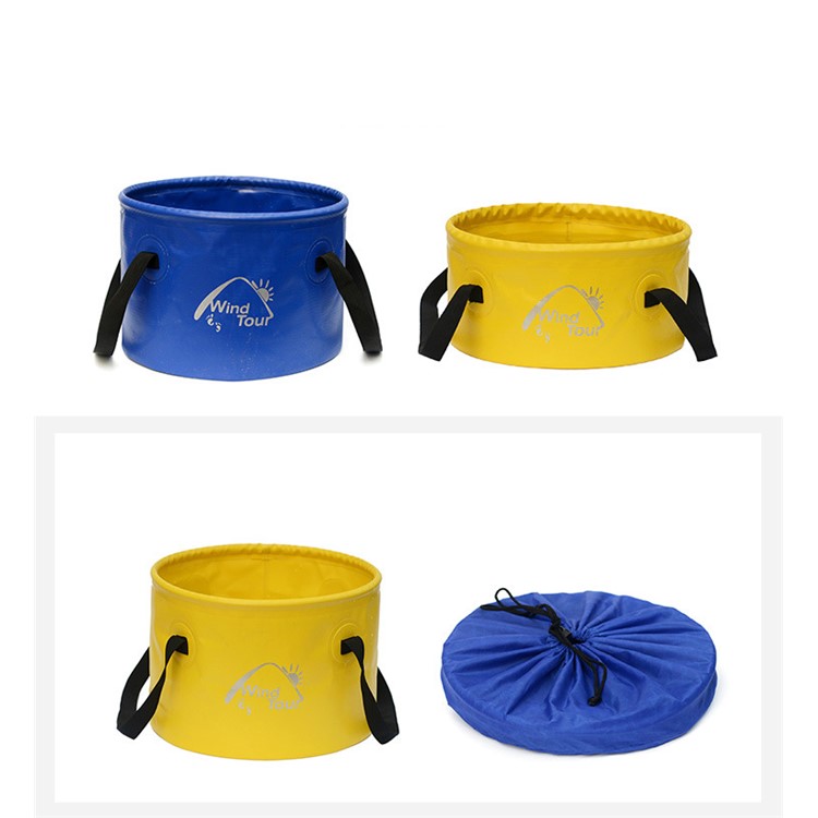 Wind Tour 10L Multifunctional Folding Portable Wash Basin for Camping Hiking Travelling Fishing - Yellow-2