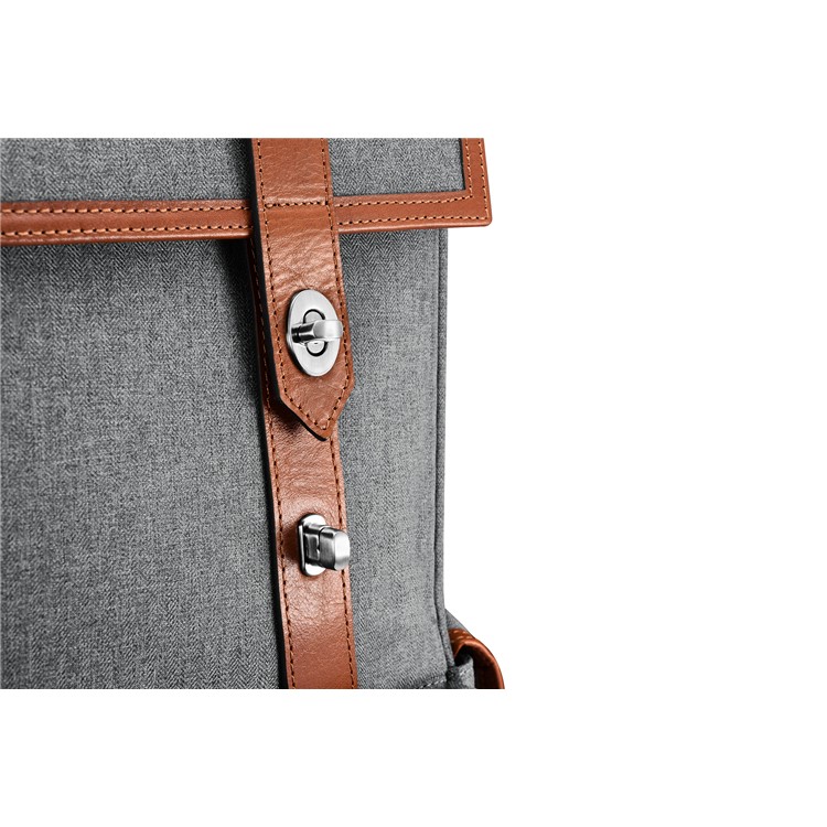 ICARER Leather and Canvas Fabric Durable Travel Hiking Backpack Double Shoulder Bag-7