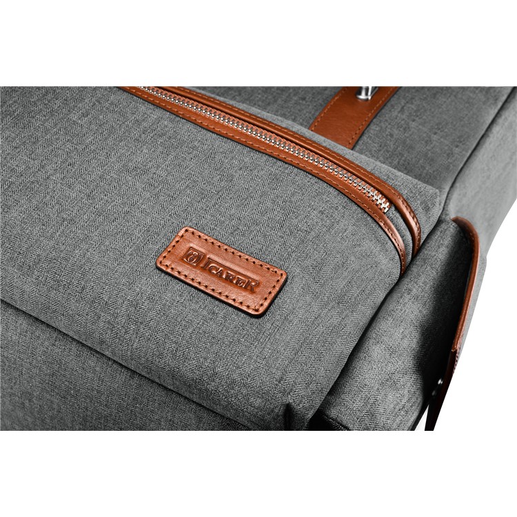 ICARER Leather and Canvas Fabric Durable Travel Hiking Backpack Double Shoulder Bag-9