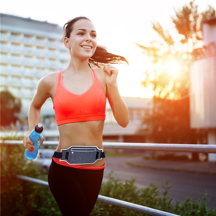 YBF-061 Super Slim Breathable Sports Waist Pouch Bag with Reflective Stripes - White-6