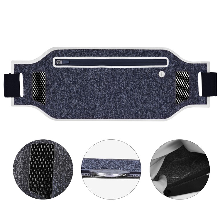 YBF-061 Super Slim Breathable Sports Waist Pouch Bag with Reflective Stripes - White-7