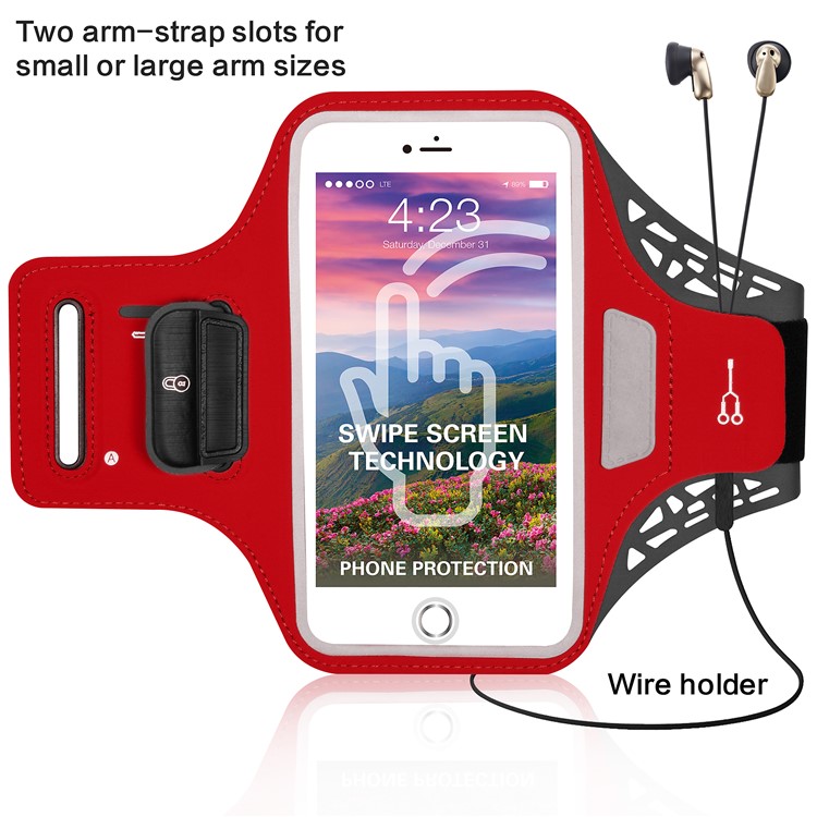 BDD-061B Universal Ultra-thin Sports Armband Case for iPhone 6/6s Plus, iPhone 7, Samsung Galaxy S7 edge etc 4.0-5.5 inch Smartphone - Red-1