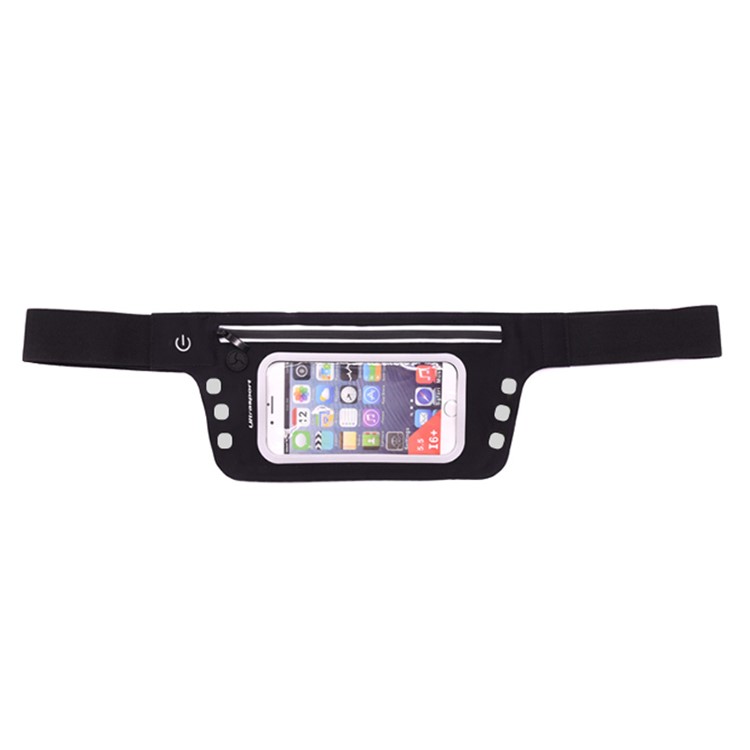 5.5-inch Outdoor Safe LED Lighted Luminous Lycra Running Phone Waist Bag with Touchable Window - White-1