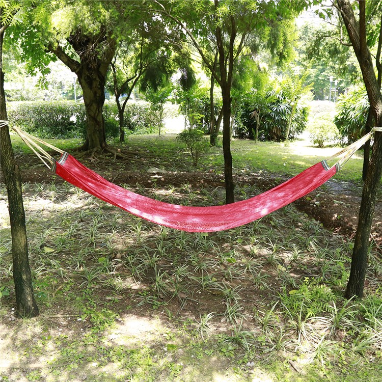 Cozy Camping Hammock Portable Ice Silk Hammock Outdoor Leisure Mesh Hammock - Red-3