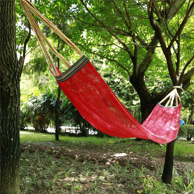 Cozy Camping Hammock Portable Ice Silk Hammock Outdoor Leisure Mesh Hammock - Red-5