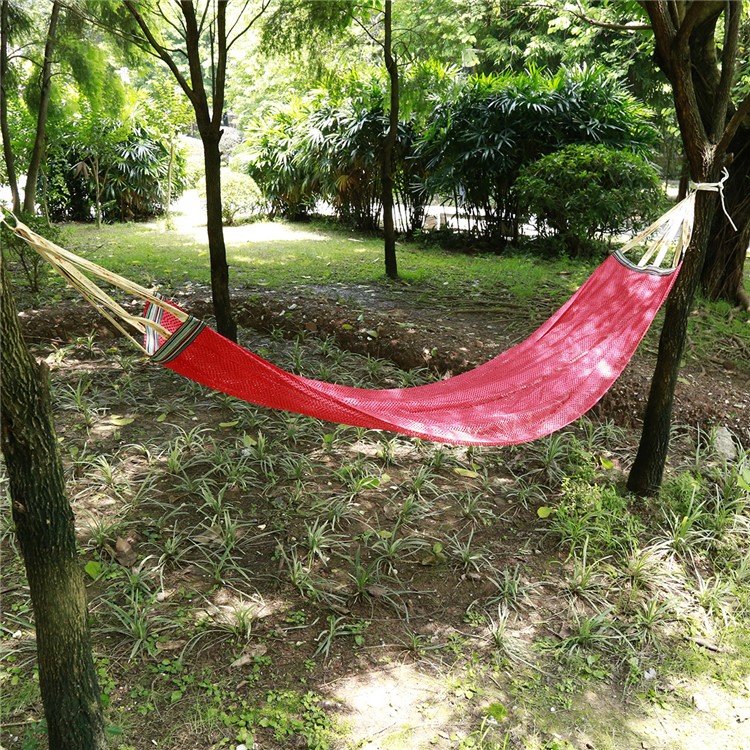 Cozy Camping Hammock Portable Ice Silk Hammock Outdoor Leisure Mesh Hammock - Red-6