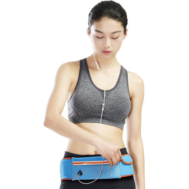 Multi-functional Sports Waist Bag Waterproof Lycra Fabric Running Waist Pouch with Reflective Stripe - Blue-2