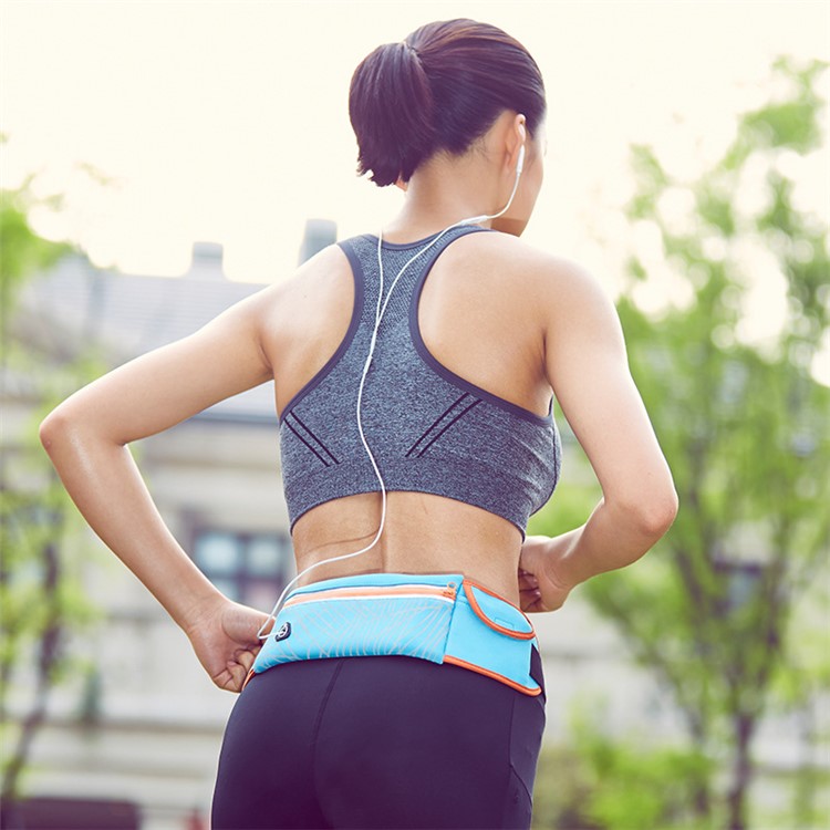 Multi-functional Sports Waist Bag Waterproof Lycra Fabric Running Waist Pouch with Reflective Stripe - Blue-3