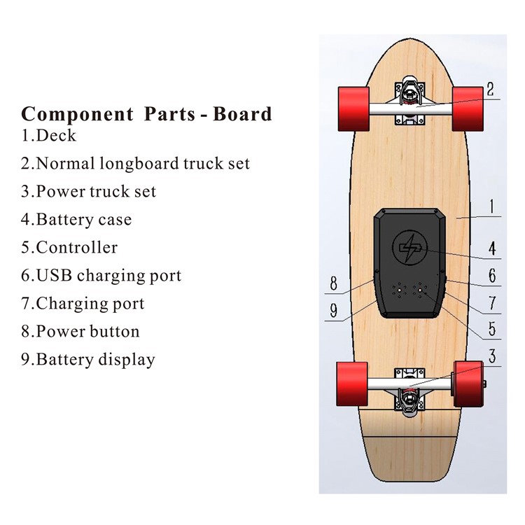 4 Wheels Electric Skateboard 10 Mileage Range 7 Layers Maple with Remote Controller (CE Certificate) - EU Plug-10