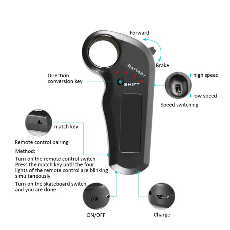 SOULRUN Children Electric Skateboard Wireless Bluetooth Remote Control - EU Plug-3