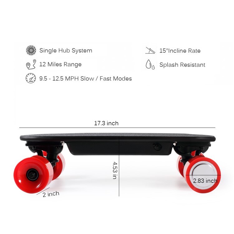 Mini Size 4 Wheels Electric Skateboard Wireless Remote Control (CE/ROHS/FCC) - Red Wheel / EU Plug-10
