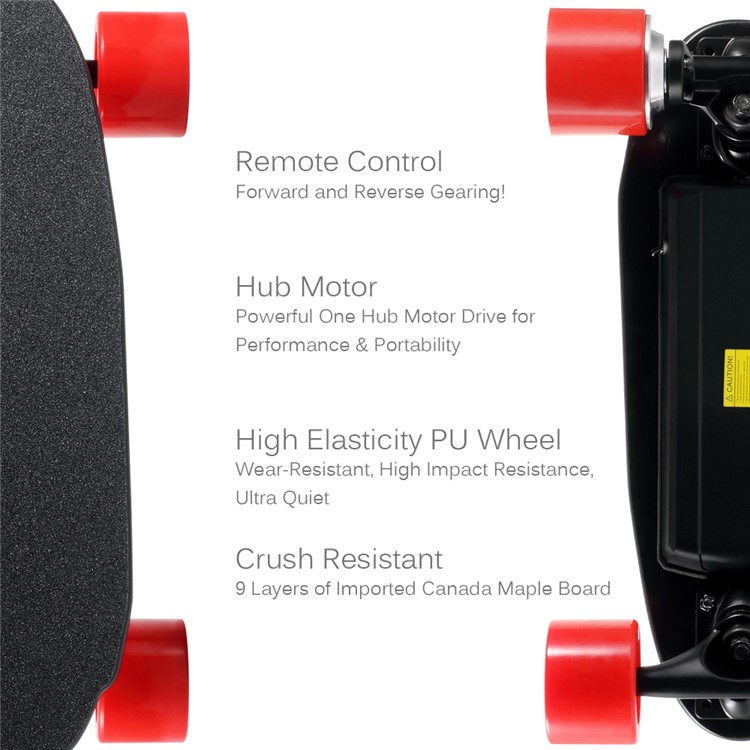 Mini Size 4 Wheels Electric Skateboard Wireless Remote Control (CE/ROHS/FCC) - Red Wheel / EU Plug-3