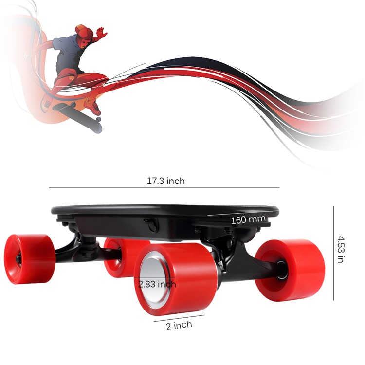 Mini Size 4 Wheels Electric Skateboard Wireless Remote Control (CE/ROHS/FCC) - Red Wheel / EU Plug-5