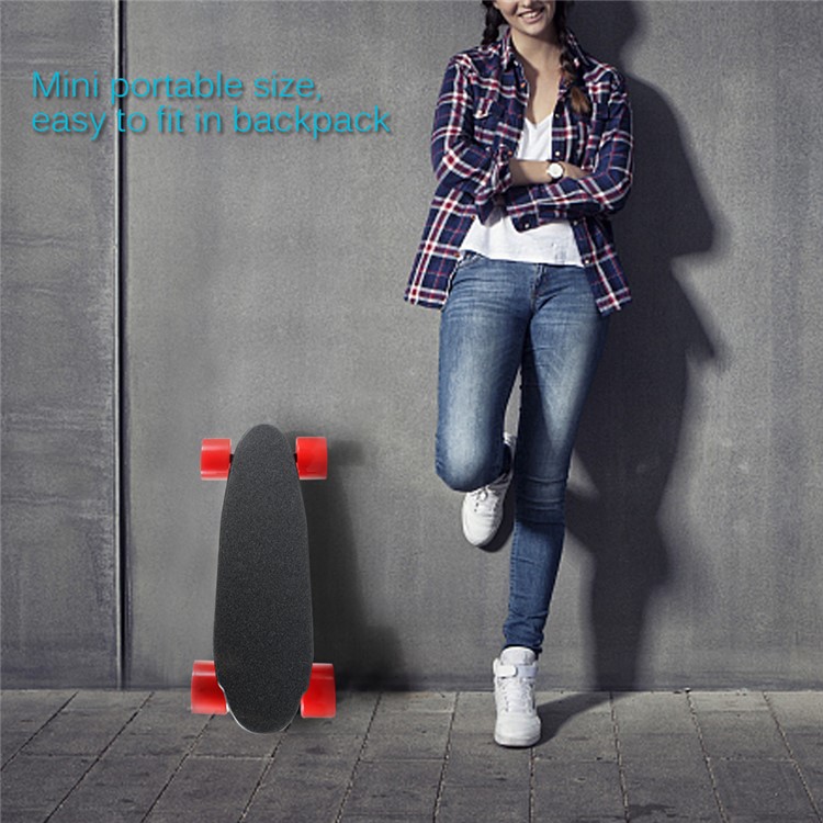 Mini Size 4 Wheels Electric Skateboard Wireless Remote Control (CE/ROHS/FCC) - Red Wheel / EU Plug-7
