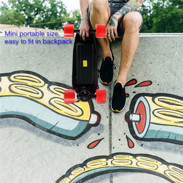 Mini Size 4 Wheels Electric Skateboard Wireless Remote Control (CE/ROHS/FCC) - Red Wheel / EU Plug-8