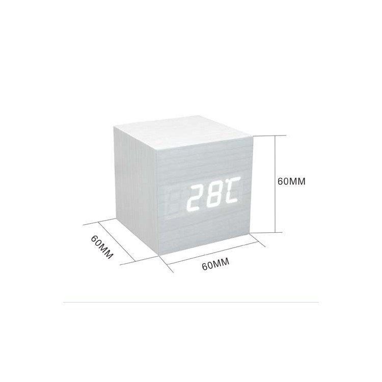 Cuadrado forma de control de sonido de madera reloj despertador digital LED GG507-6