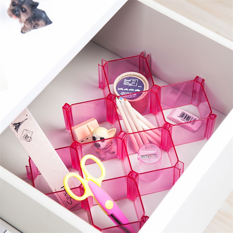Honeycomb Acrylic Eight Squares Design Organizer Box Cosmetics Organizer Makeup Storage Case, Size: 8 x 8 x 6cm - Rose-1