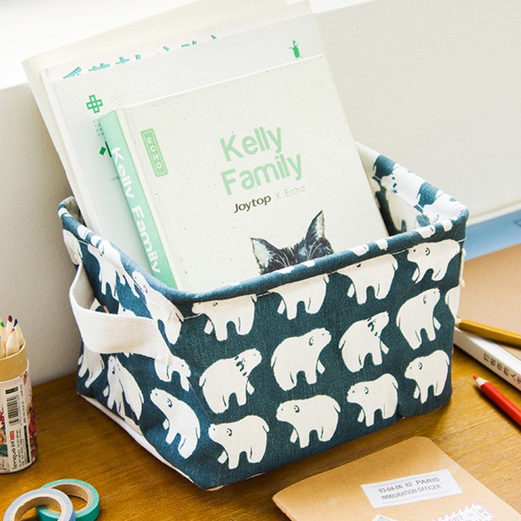 Creative Dustproof Cotton and Linen Storage Case with Handle High Quality Storage Bin - Polar Bear-1