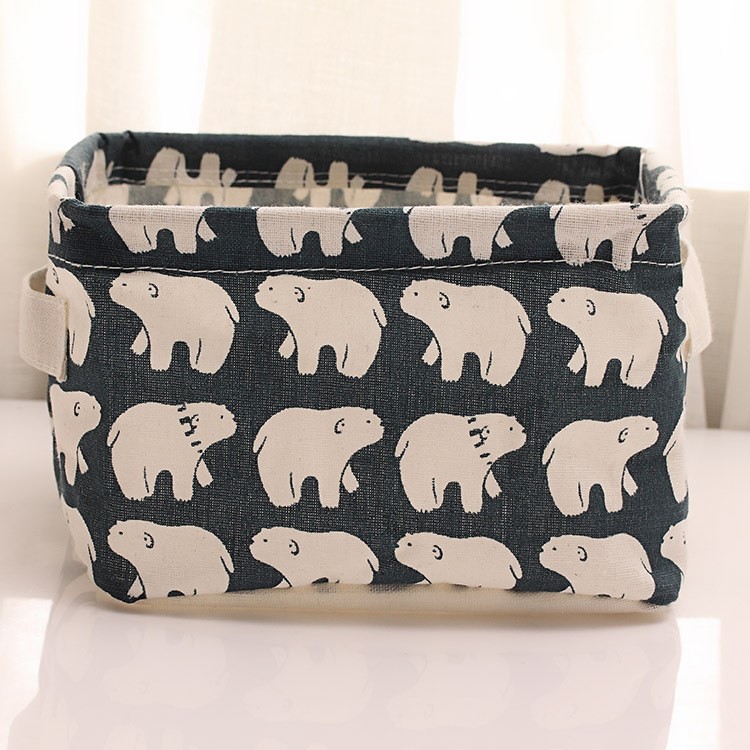 Creative Dustproof Cotton and Linen Storage Case with Handle High Quality Storage Bin - Polar Bear-2