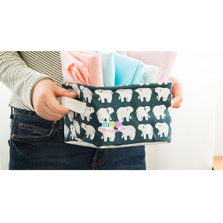 Creative Dustproof Cotton and Linen Storage Case with Handle High Quality Storage Bin - Polar Bear-3