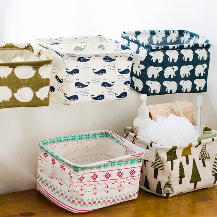 Creative Dustproof Cotton and Linen Storage Case with Handle High Quality Storage Bin - Polar Bear-5