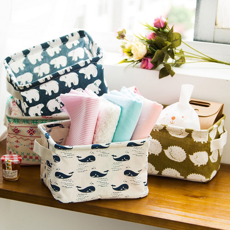 Creative Dustproof Cotton and Linen Storage Case with Handle High Quality Storage Bin - Polar Bear-7