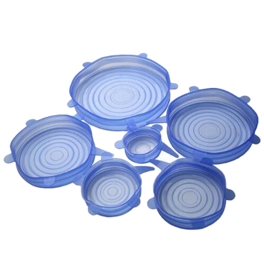 6-Pack Various Sizes Silicone Stretch Lids Retain Freshness Cover for Bowl - Blue-2
