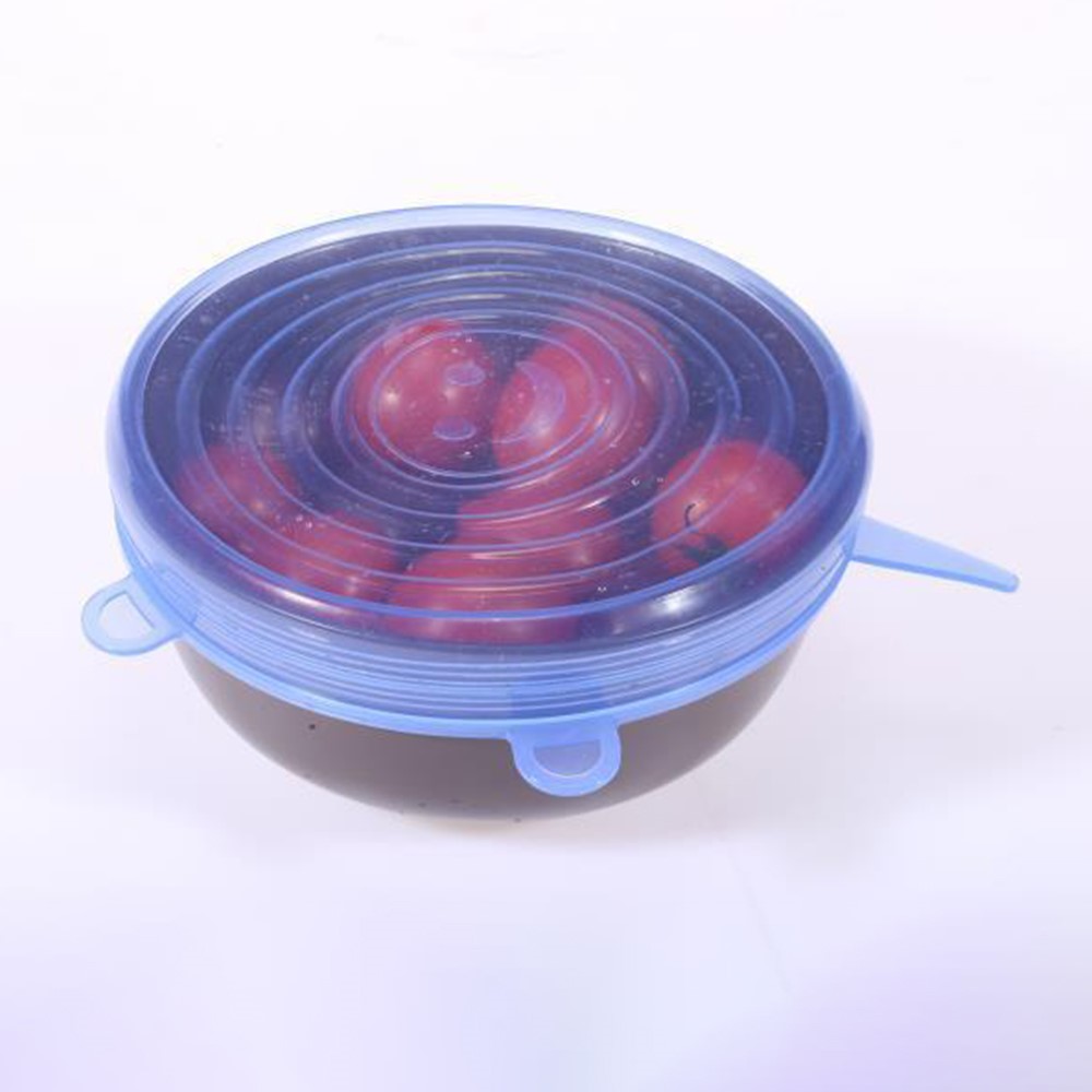 6-Pack Various Sizes Silicone Stretch Lids Retain Freshness Cover for Bowl - Blue-4