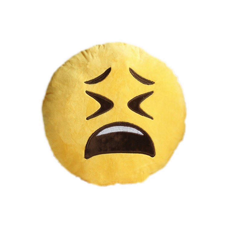 Yellow Emoji Emoticon Cushion Pillow Stuffed Plush Toy Doll, Size: 35 x 35cm - Crying-1