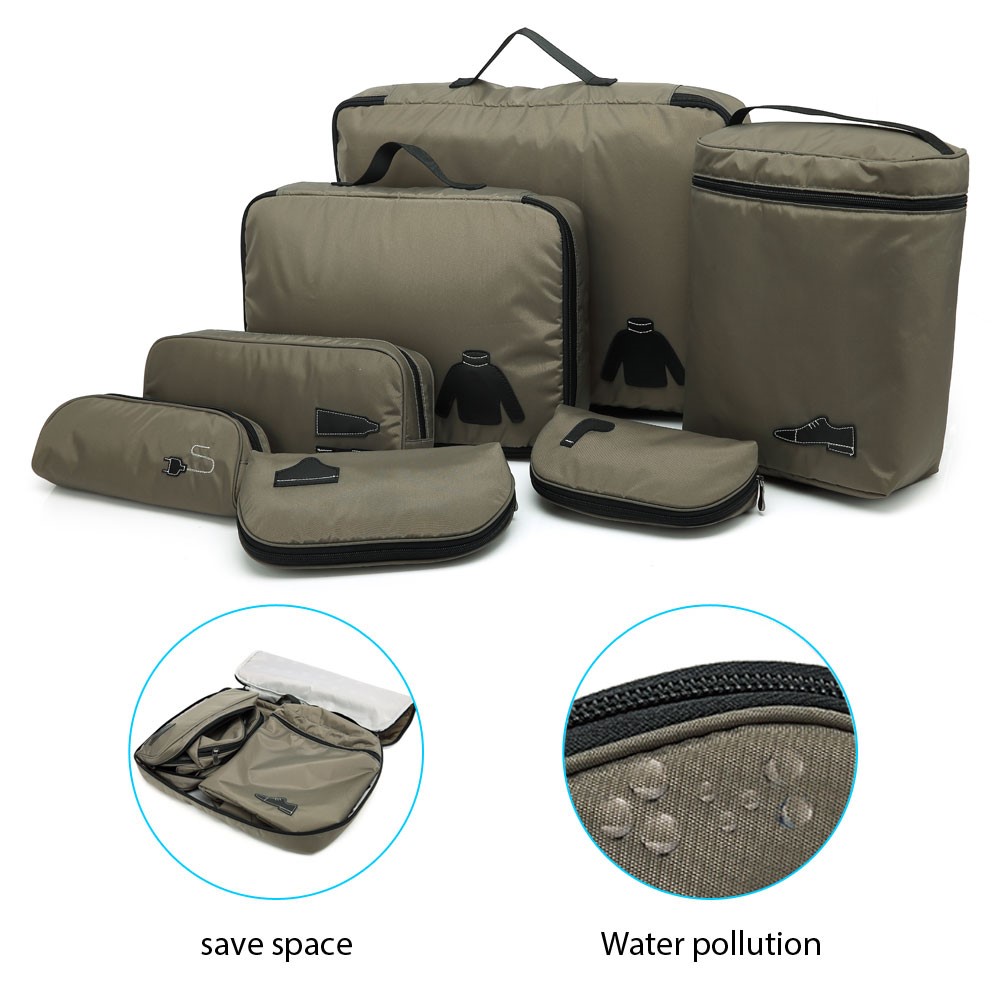 KOROVO 7Pcs Waterproof Multi-function Organizer Storage Bag for Travel and Home Use (JX4904) - Khaki-19