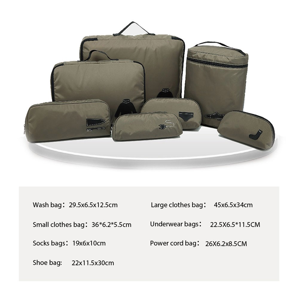 KOROVO 7Pcs Waterproof Multi-function Organizer Storage Bag for Travel and Home Use (JX4904) - Khaki-21