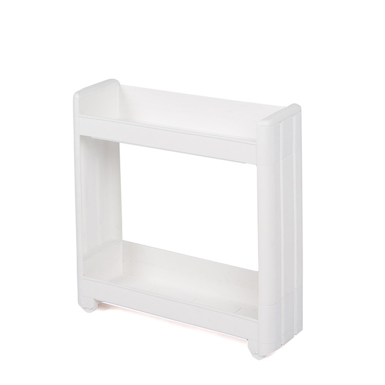 2-Tiered Storage Shelf Thick Space Saving Storage Organizer Movable Tower Rack without Top Cap Cover - White-1