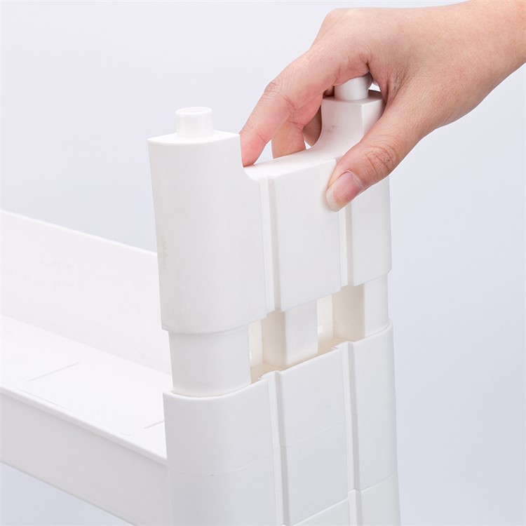 4-layer Storage Shelf Thick Space Saving Storage Organizer Movable Tower Rack without Top Cap Cover - White-10