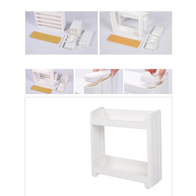 4-layer Storage Shelf Thick Space Saving Storage Organizer Movable Tower Rack without Top Cap Cover - White-12
