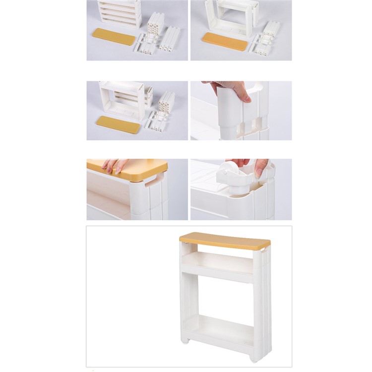 4-layer Storage Shelf Thick Space Saving Storage Organizer Movable Tower Rack without Top Cap Cover - White-13