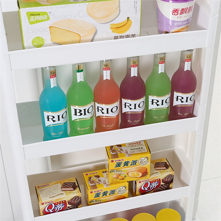 4-layer Storage Shelf Thick Space Saving Storage Organizer Movable Tower Rack without Top Cap Cover - White-6